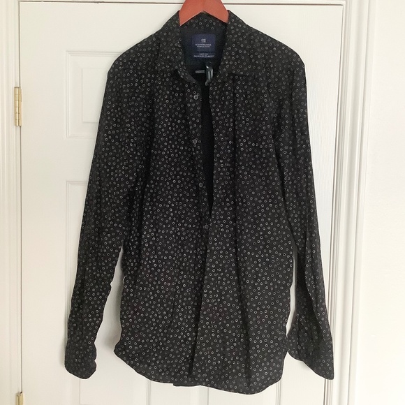 USED Mens XXL Scotch & Soda Button Down Long Sleeve Black Cotton Shirt Classic - Picture 2 of 9